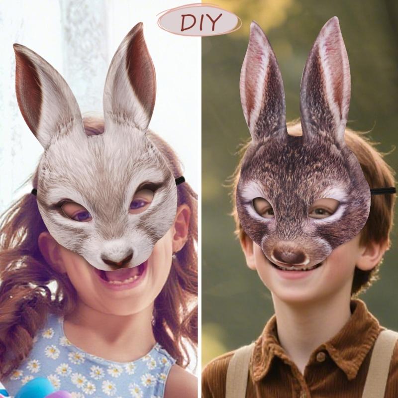 Premium White PU Rabbit Mask For Adults Teens Costume Parties Easter Halloween Carnivals Adjustable Comfortable Band