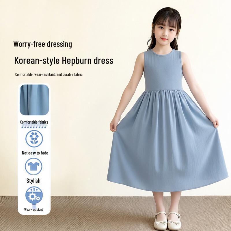 Frog Prince Girls  Elegant Blue French Sleeveless Summer Dress 170