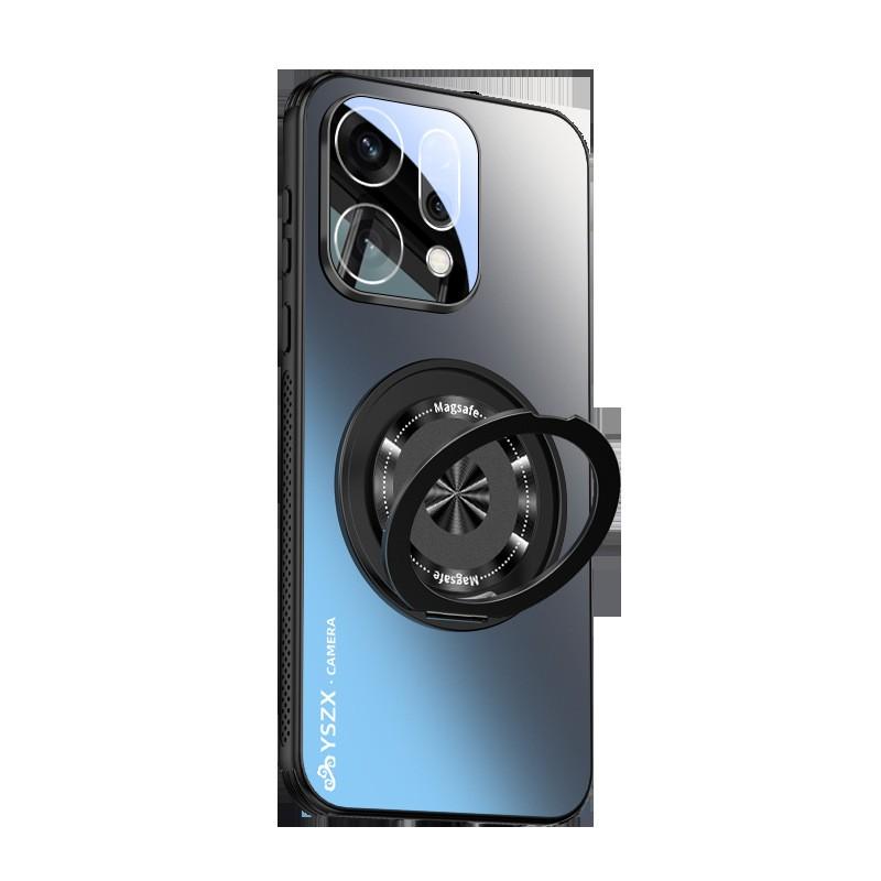 Magnetic Rotating Stand Phone Case OPPO Reno14 Pro Full Coverage Matte Silicone Cover With Shockproof Anti-Fingerprint Design