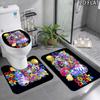 3Pcs Flannel Toilet Mat Set MTSJTthe Digital Circus Bathroom Rug Bath Carpet Non Slip Home Decor
