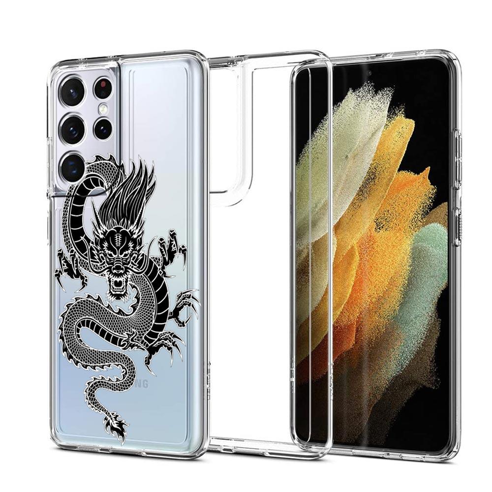 Drachen Mode Handyhülle Für Samsung Galaxy S23 S22 Ultra S20 S21 FE 5G S10 S10E S9 S8 Plus 4G Silikon Transparent Rückseite Couqe