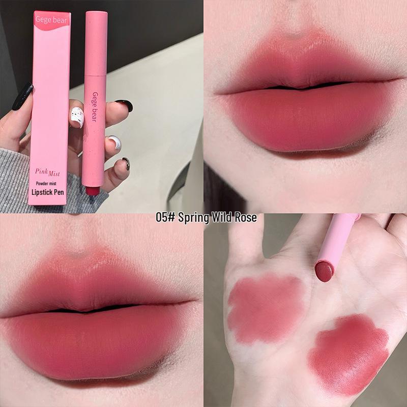 Gogo Bear Matte Velvet Long-Lasting Lipstick Pen - Soft Mist Nude, Highly Pigmented Lip Gloss for Women