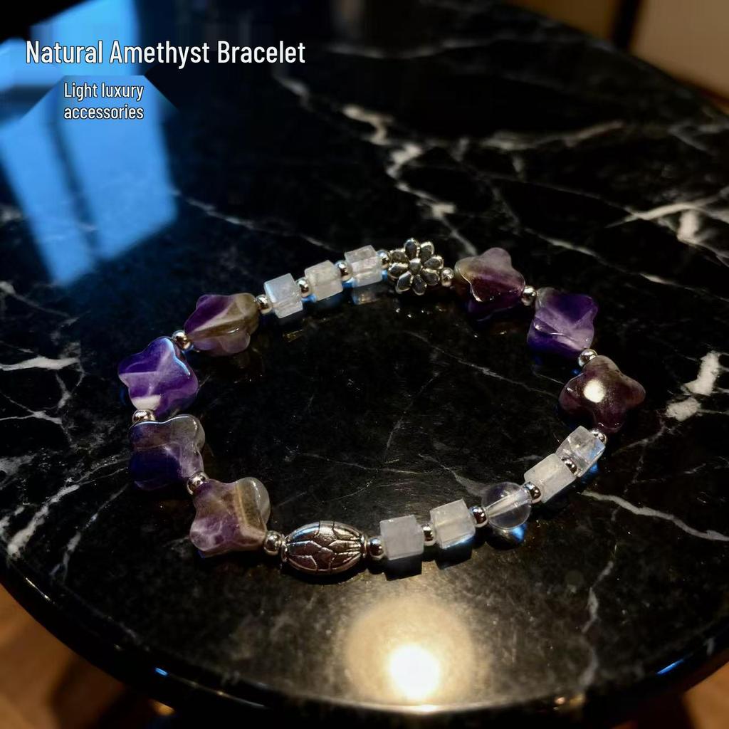 New Natural Energy Pink Crystal Heart Beaded Bracelet - Nine-Tailed Bestie Edition
