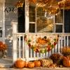 Semicircular Autumn Party Supplies Fall Bunting Fan Flag for Outside, 1.5 X 3ft Turkey Pumpkin Maple Thanksgiving Leaf Pattern Hanging Banner, Harvest