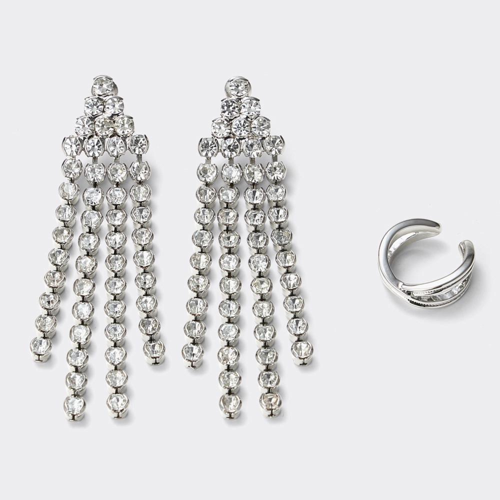 

серьги GU с бахромой и кристаллами