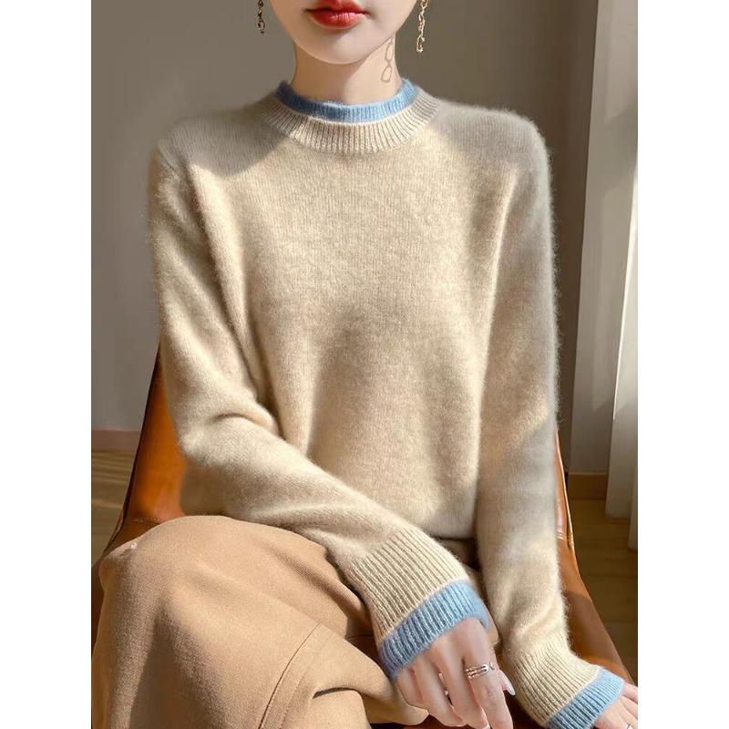 

Женский свитер-двойка на осень и зиму, теплый, мягкий и эластичный вязаный базовый топ 2XL