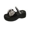 Premium Slippers Female Summer Wear Rhinestones Fashion Fairy Style with Skirt 2025 New Muffin Thick-bottomed Sandals
