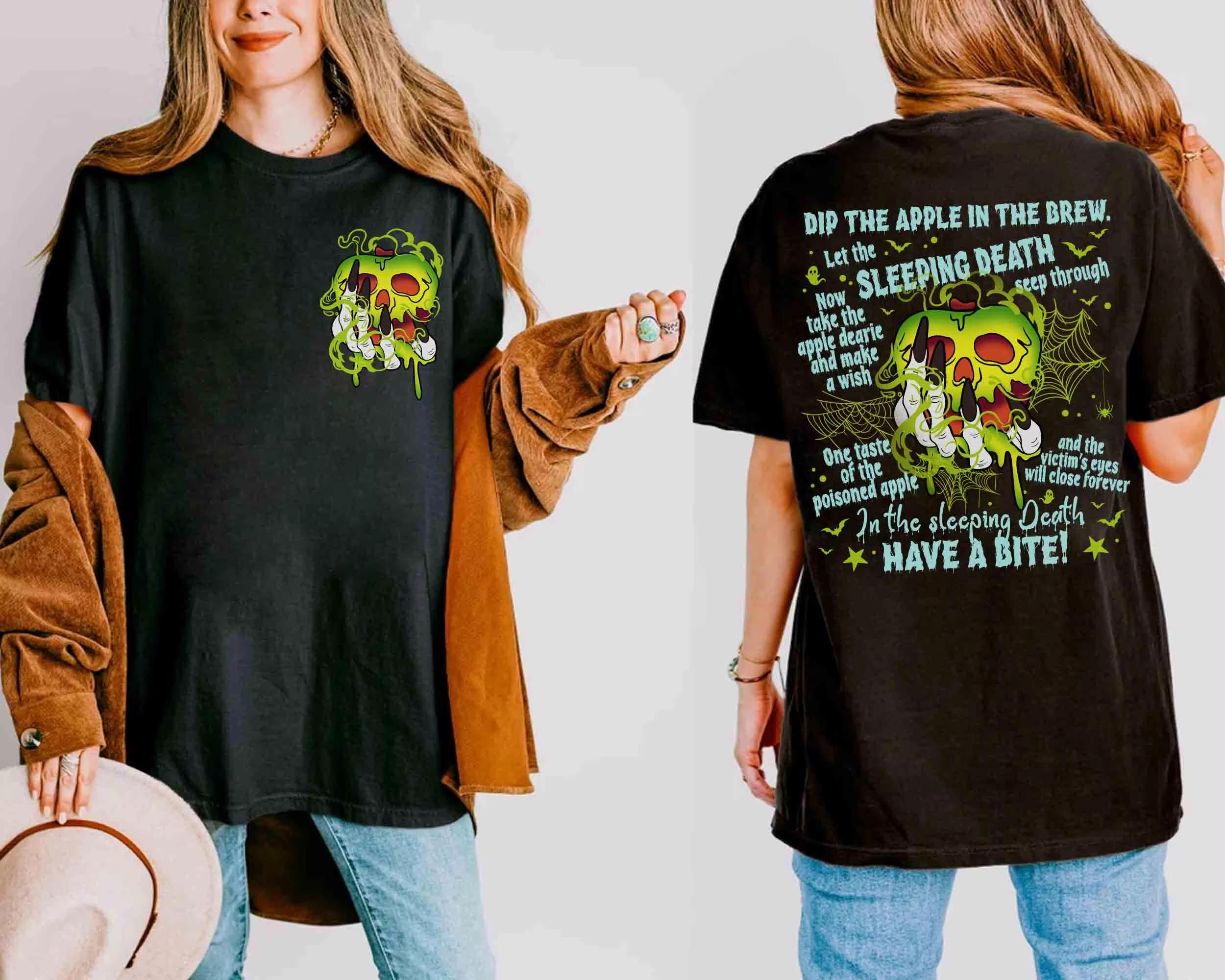woSided Poison Apple Shirts Villains Evil Queen Tee Snow White and the Seven Dwarfs Halloween Tee S