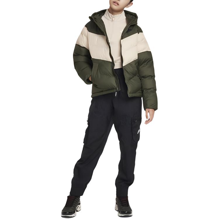 Nike Comfortable Soft Waterproof Simple Jacket Kids Tops Khaki Sand Black FN7730-326