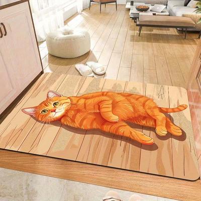 1 Pieza Alfombras Antifatiga para Cocina, Linda Impresión de Gato de Dibujos Animados Impermeable Antideslizante Gruesa Acolchada Esterilla de Cocina Resistente Confortable Esterilla para Estar de Pie para Cocina