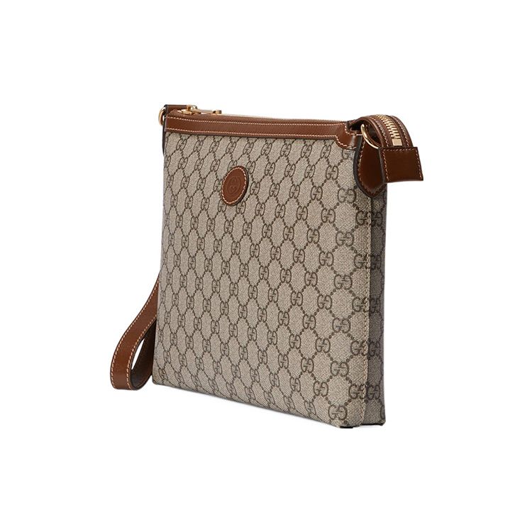 Gucci GG Supreme Canvas Leather Pouch Clutch With Gold Hardware For Unisex Daily Use