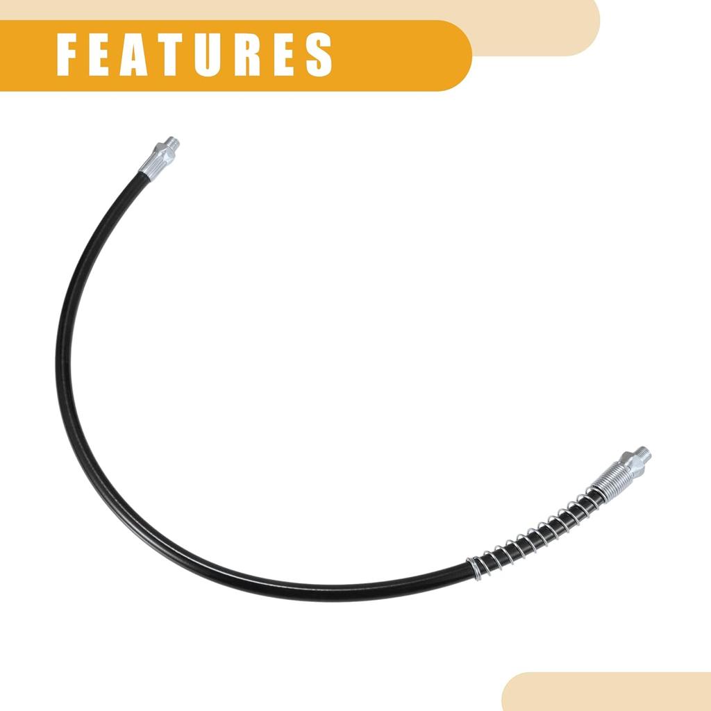 1Pc 31 Inch Universal 1/8" NPT Grease Gun Flex Hose - Trailer Flex Grease Hose Extension Non-Slip - Metal Black
