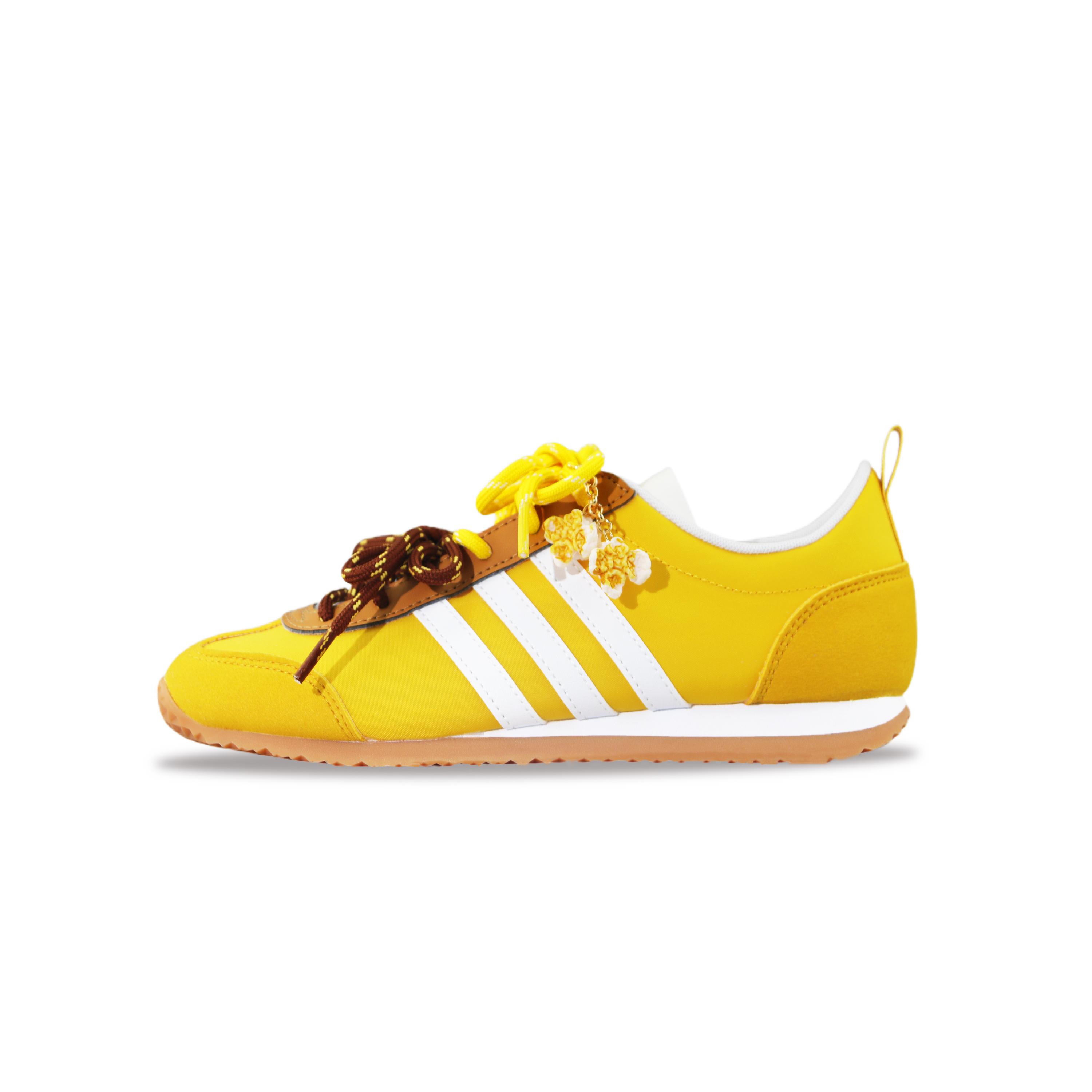 Adidas VS JOG 2.0 Slip Resistant Abrasion Resistant Low top Casual Shoes Unisex Yellow White JP5760(Team129-) 41⅓