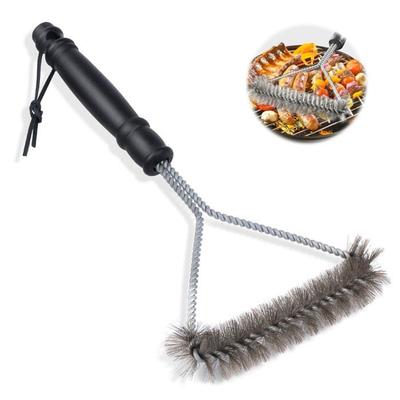 Barbecue Cleaning Brush - Stainless Steel 30 Cm - Ergonomic Anti-scald Handle - Triangular Bristles - 360° Cleaning