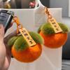 New Faux Rabbit Fur Plush Persimmon Keychain Soft Fluffy Plush Pendant Plush Fruit Key Ring Backpack Bag Keychain On Bag Car Key