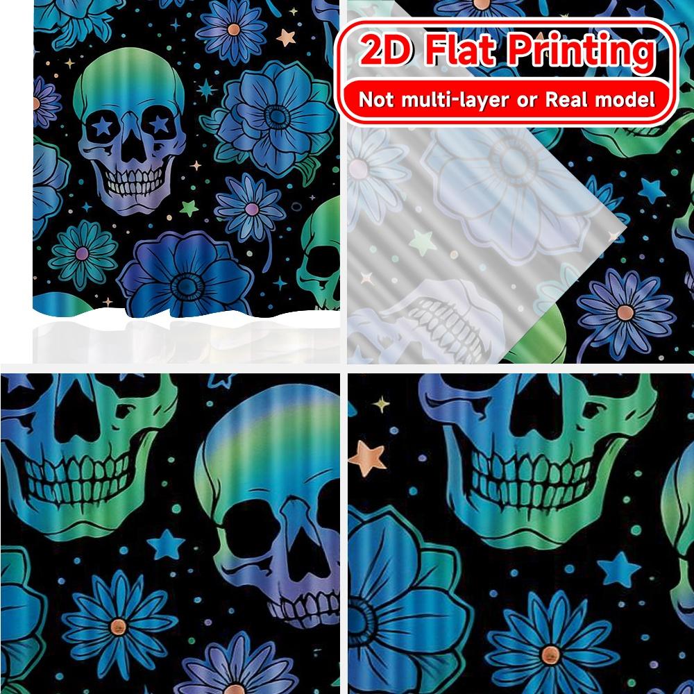 2pcs   2D FLAT PRINTING Curtains (Without Rod) Floral Skullscape Holiday Halloween Christmas Printed Curtains Fabric Curtains