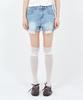 Sekeondeusolteu Layered Damaged Washed Denim Shorts (Light Blue)