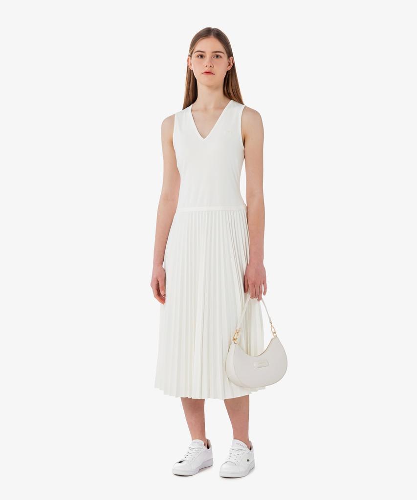 Lacoste Women'S V-Neck Sleeveless Pleated Dress Ef8849-56G 70V