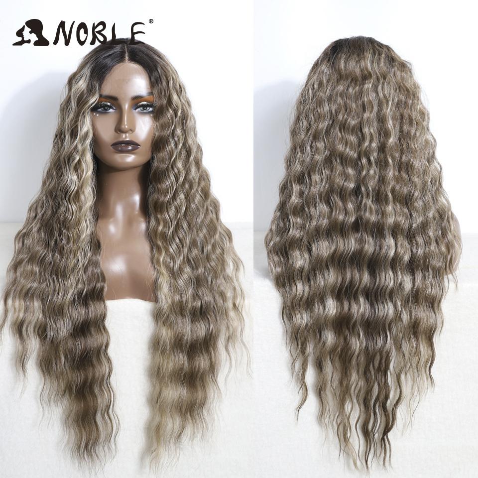 Noble Synthetic Lace Front Wig Cosplay 30" Body Wavy Blond Wig Lace Front Wig For Women High Density Lace Wig Ombre Blonde Wig
