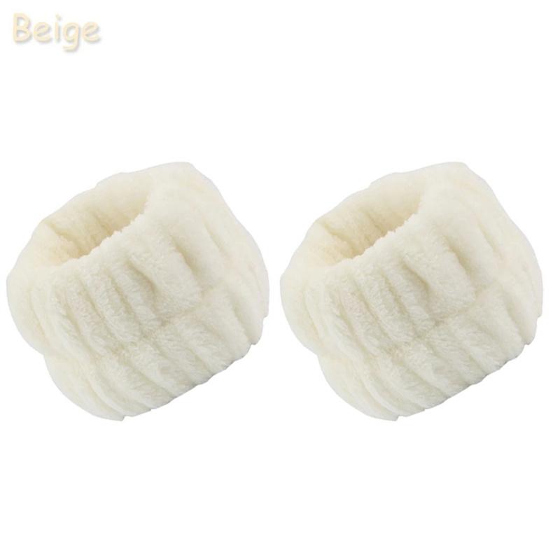 2PCS Spa Wrist Washband Reusable Soft Microfiber Wash Towel Band Wristbands for Women Washing Face Absorbent Wrist Sweatband