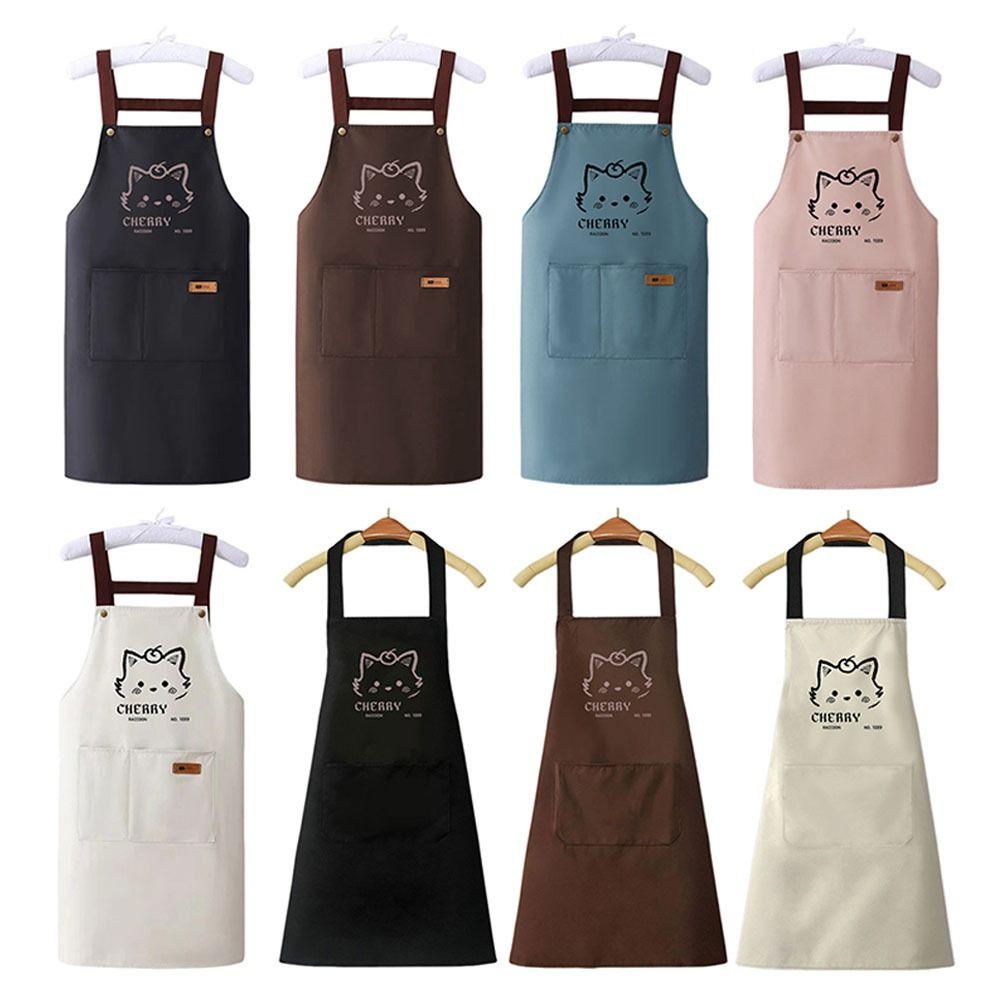 Cartoon Cats Printing Kitchen Apron Oil Proof Easy To Clean Workwear Apron Waterproof Restaurant Uniform