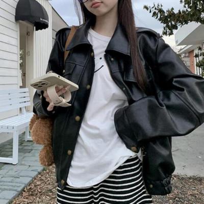 New Arrivals Open Run Women Oversized Leather Jacket