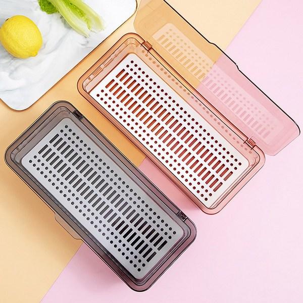 Cutlery storage box kitchen cutlery container draining spoon container cutlery organizer, 2 containers, transparent gray, Korean popular tableware