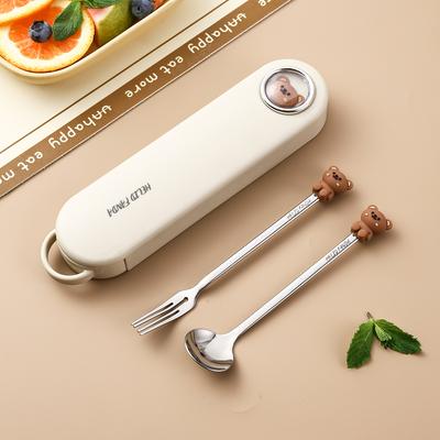 WORTHBUY Tragbare Geschirrsets 316 Edelstahl Löffel Gabel Set mit Ausziehbarer Aufbewahrungsbox Küchenutensil Besteckset