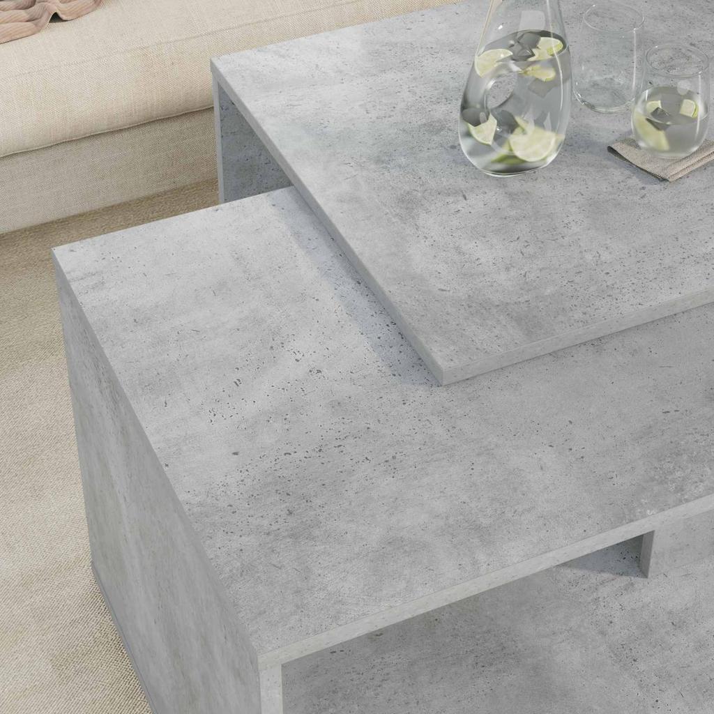 Coffee Table Set 2 Pieces Concrete Grey 90 x 48 x 40 cm Engineered Wood