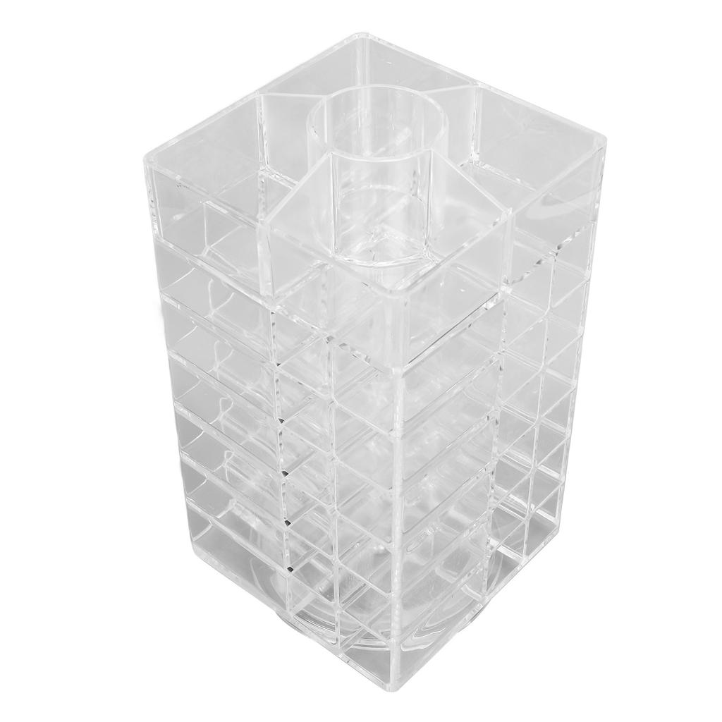 Cosmetic Lipstick Tower 360 Degree Rotating Display 53 Slots Large Capacity Lip Gloss Storage Organizer Transparent