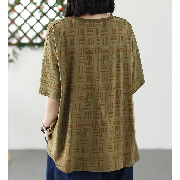 Large Size Women's Cotton Short-sleeved T-shirt Women's Summer Loose Cover Belly Was Thin Printed Split T-shirt