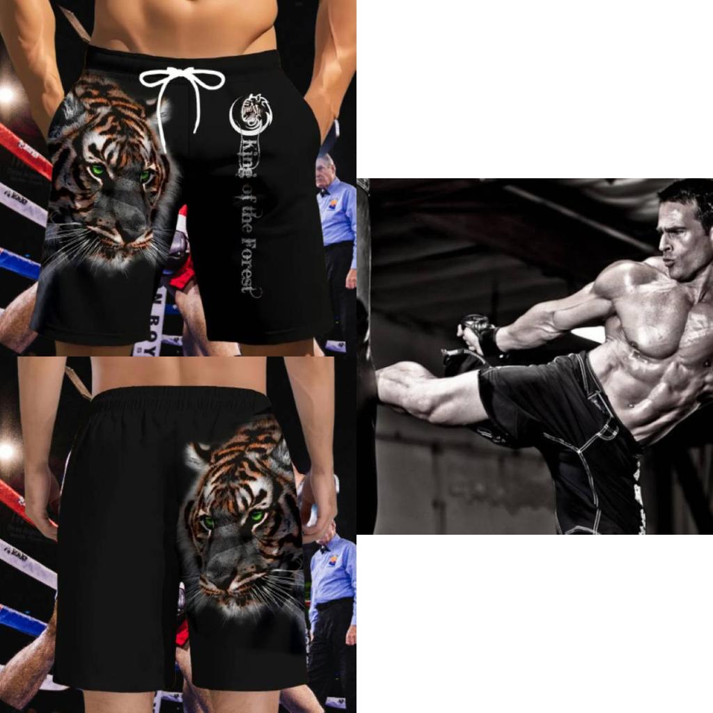 Tiger Muay Thai Boxing Kickboxing Shorts 3D Print Fighting Training Unisex Men Women Quick Dry Fitness Gym Sport Workout Casual Streetwear