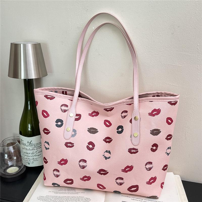 2026 Fashion Simple Printed Tote Bag Women Trendy PU Leather Underarm Shoulder Bag