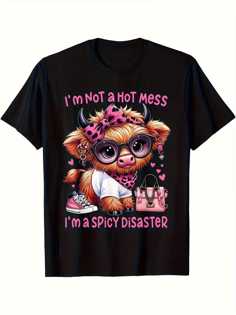 [Spicy Disaster Highland Cow] Funny Highland Cow Spicy Disaster T-Shirt - Cotton S