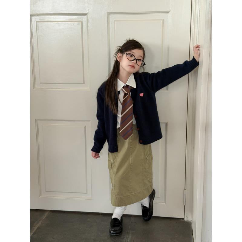 Girls Kids Heart Embroidered Knit Cardigan Casual Children Fall Outerwear