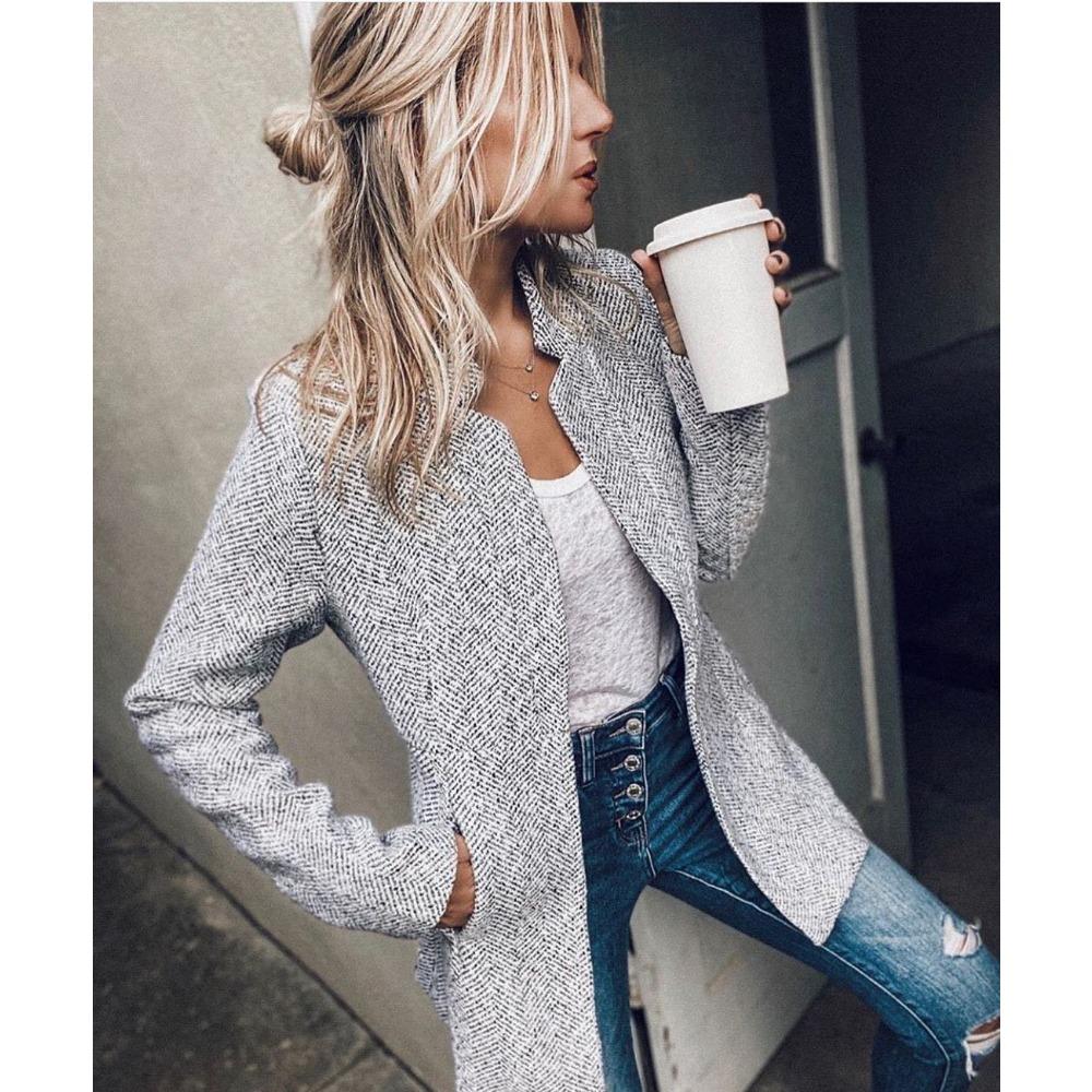 GMXIA Damen Vintage Casual Einfarbig Druck Herbst Winter Langarm Jacken & Mäntel