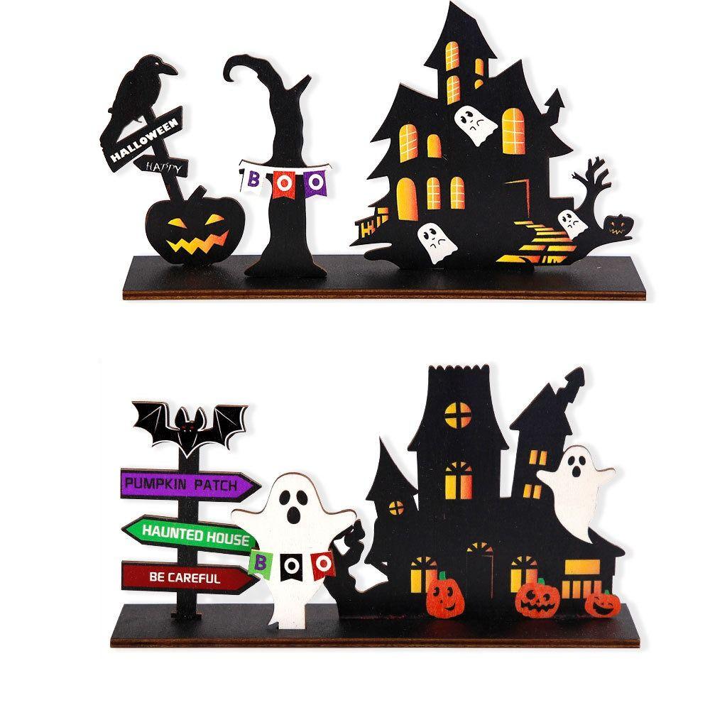 3D Ghost Castle Desktop Ornament Cartoon Halloween Decoration Stand Scene Layout