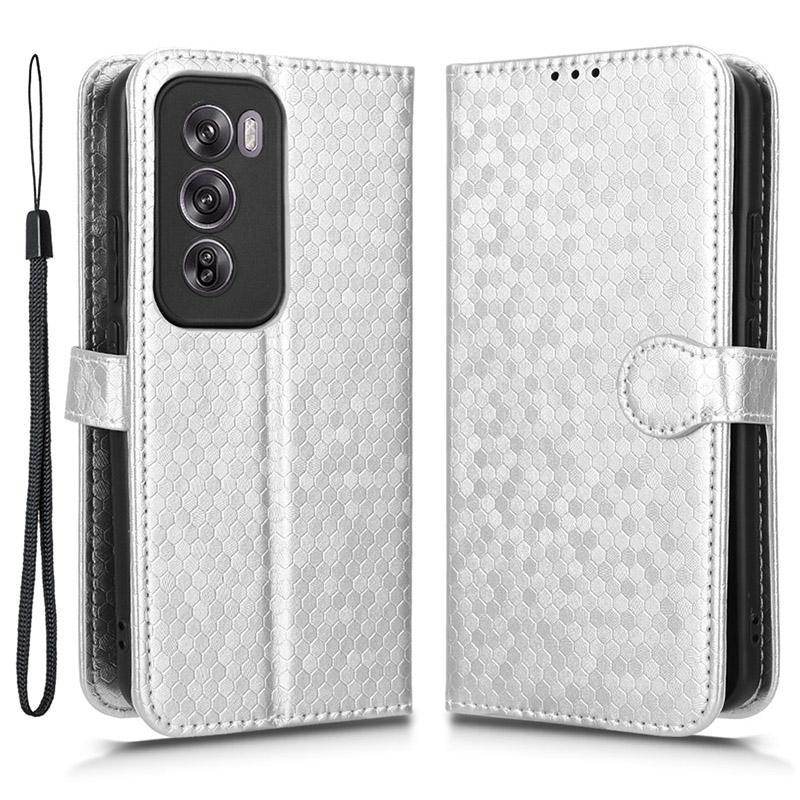 

For Oppo Reno12 5G (Global) Case Dot Pattern Anti-Scratch PU Leather Phone Cover Silver