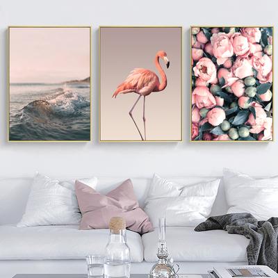 Nordic Leinwand Malerei Romantische Flamingo Rose Meer Welle Druck Tier Malerei Moderne Wand Kunst Poster Hause Dekoration kein Rahmen