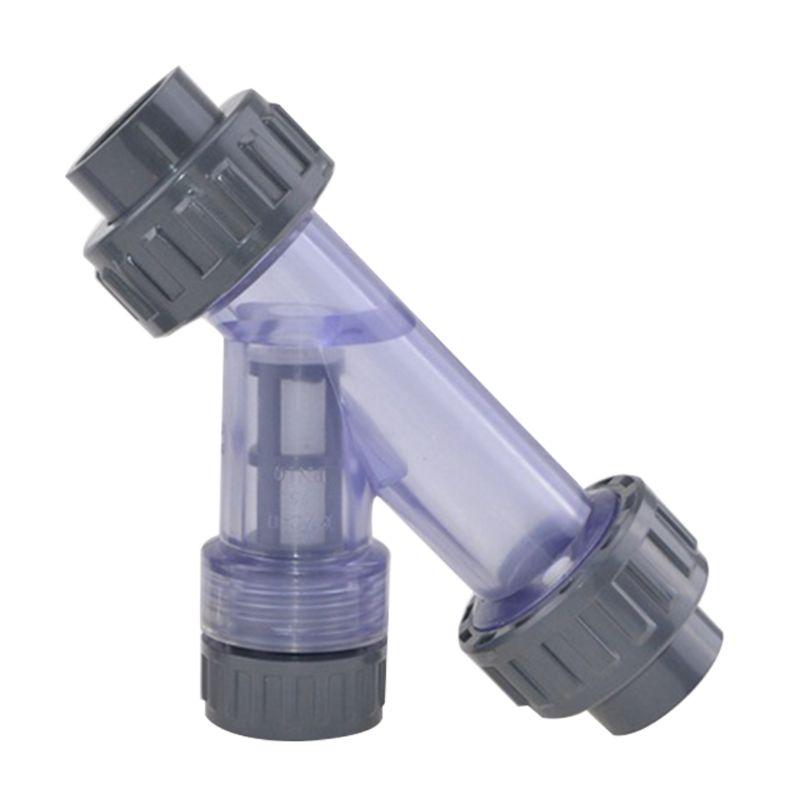 Transparentes PVC Y-Typ Filter Fisch für Aquarium PVC Rohrverbinder Bewässerungsfilter