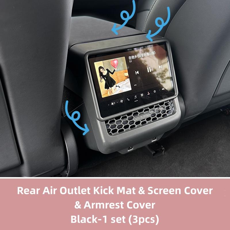 Rear Air Outlet Kick Mat for Tesla Model Y Juniper 3 Highland Armrest Protective Cover Rear Screen Protector Frame Interior Acce