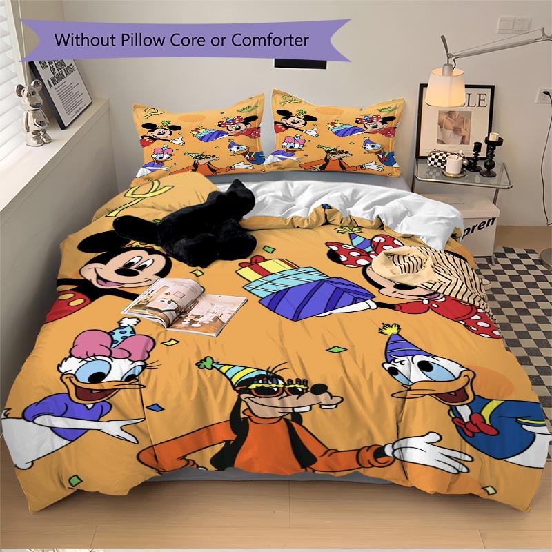 Mickey Mouse Party Celebration Print 3Pcs Bedding Setduvet Cover With 2 Bedropillowcase Home Birthday Gift
