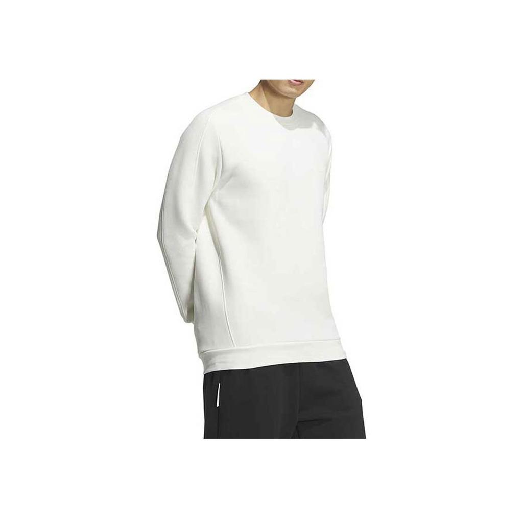 Adidas Solid Color Logo Round Neck Sports Sweatshirt Men Sweatshirts White JE8634