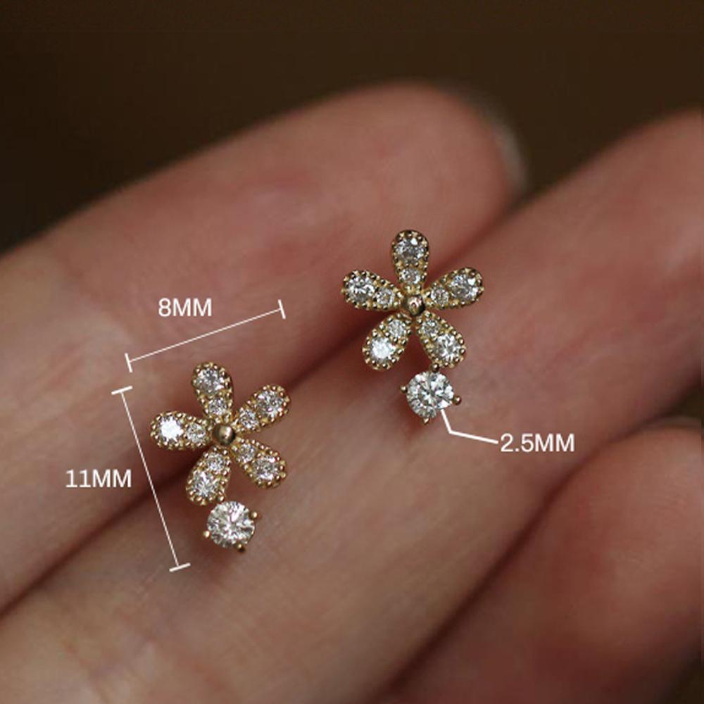 CANNER 2023 Fashion Piercing Zircon Flower Stud Earring for Women Girls Small Sweet Style Wedding Party Jewelry Earrings Gift