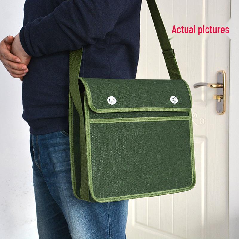 Thickened Canvas Tool Bag: Large, Wear-Resistant, Multifunctional Carpenter and Electrician Crossbody Pouch.
