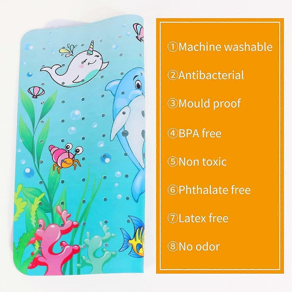 Non-Slip Shower MatDolphin, 53 X 53 CM Machine Washable Bath Mat Anti-Slip Bathtub Mat with Suction Cup