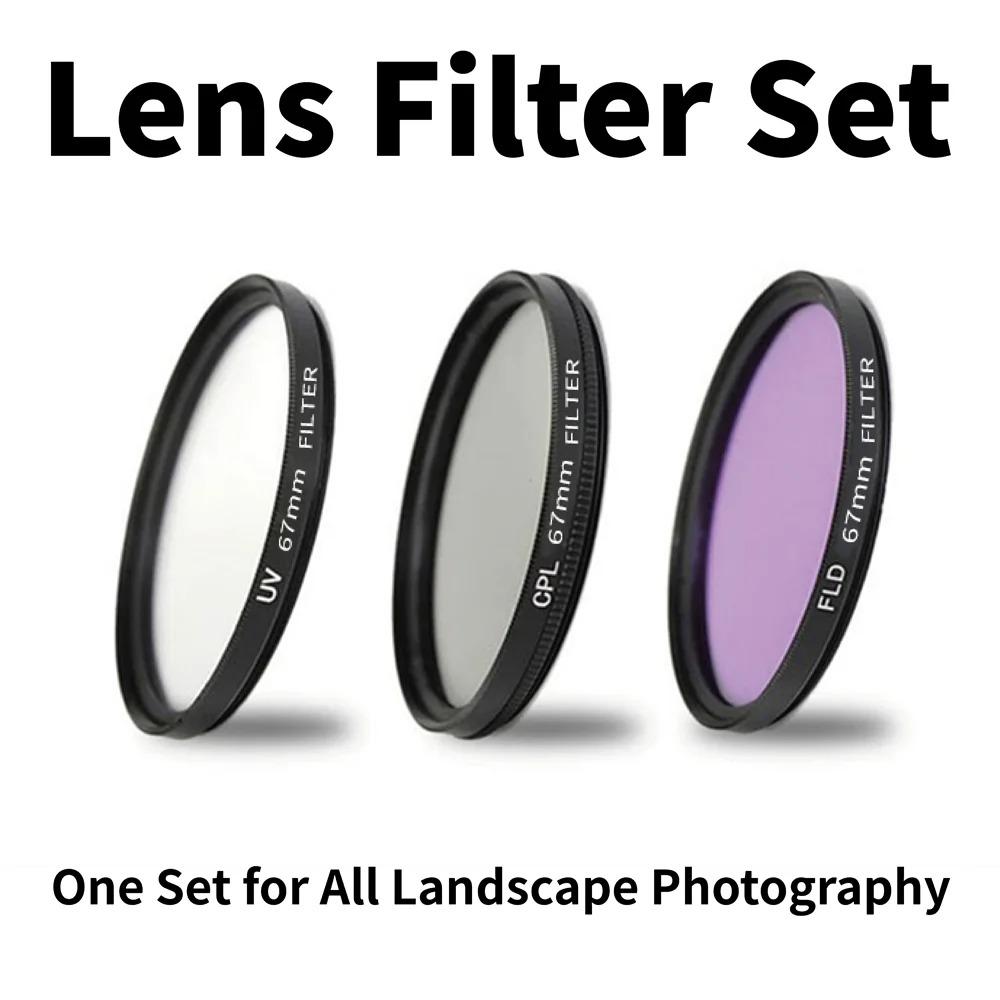 Uv+cpl+fld 3-in-1 Objektivfilter-Set 49mm-77mm Mit Tasche Für Canon Nikon Sony Pentax Kameraobjektive