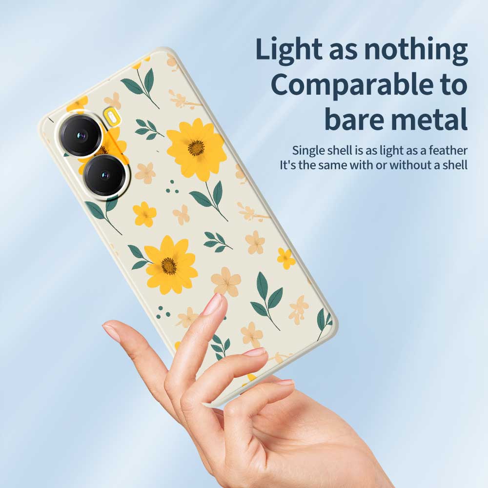 For Xiaomi Redmi Turbo 4 5G/Poco X7 Pro 5G Case Yellow Floral and Leaves Pattern Printing Straight Edge TPU Phone Back Cover