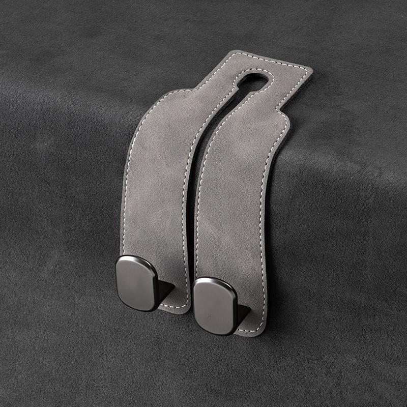 Hidden Car Seat Back Hook Suede Leather Soft Hanging Hook 20kg Load-Bearing Wear-Resistant Rear Row Hanger