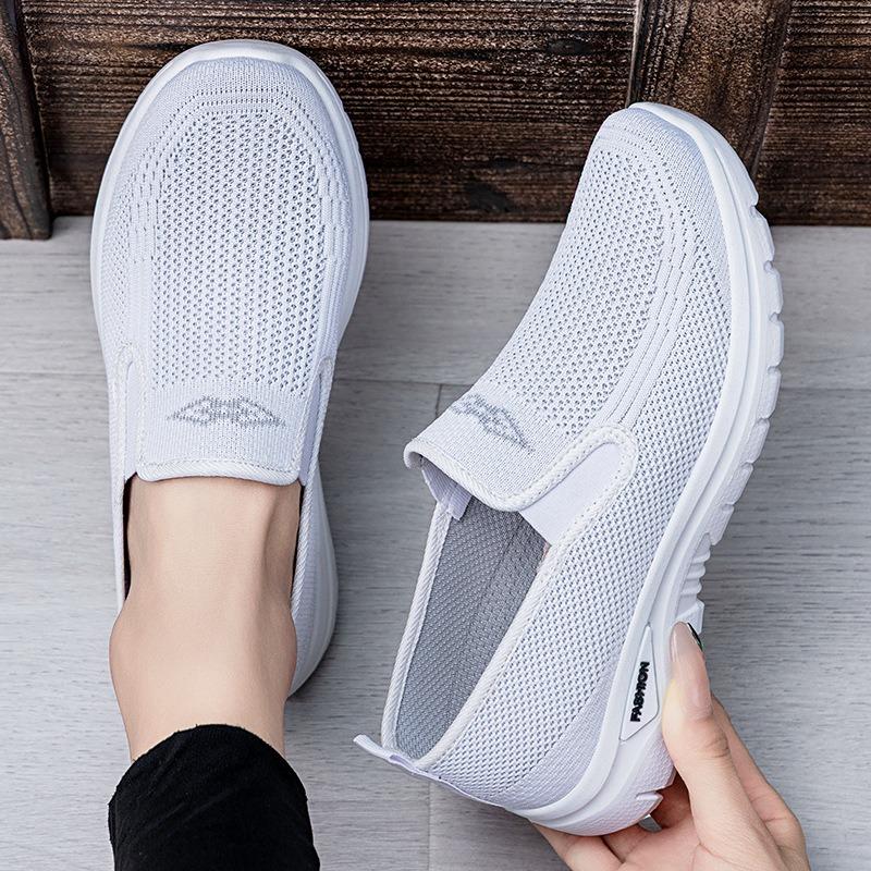 Shoes Women's Casual Shoes Autumn Breathable Women's Shoes Lightweight and Versatile Mother Shoes Platform Single Shoes One Pedal Mesh Shoes